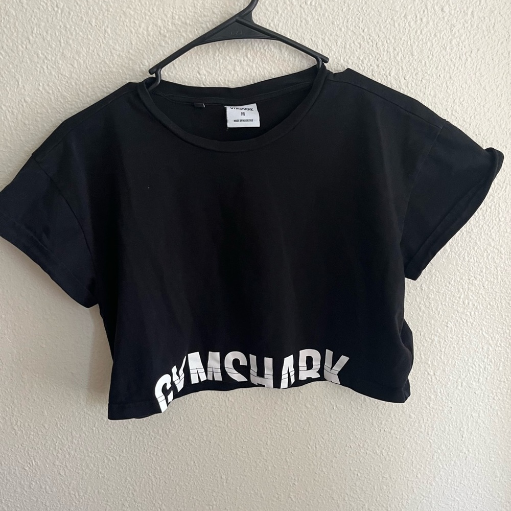 Gymshark Womens M Fraction Crop Tee, Black
